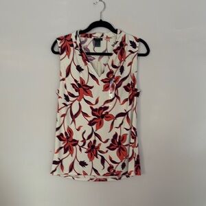 Ann Taylor Cream and Orange Floral Blouse